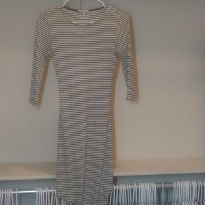 NWOT grey and white striped dress (open back)